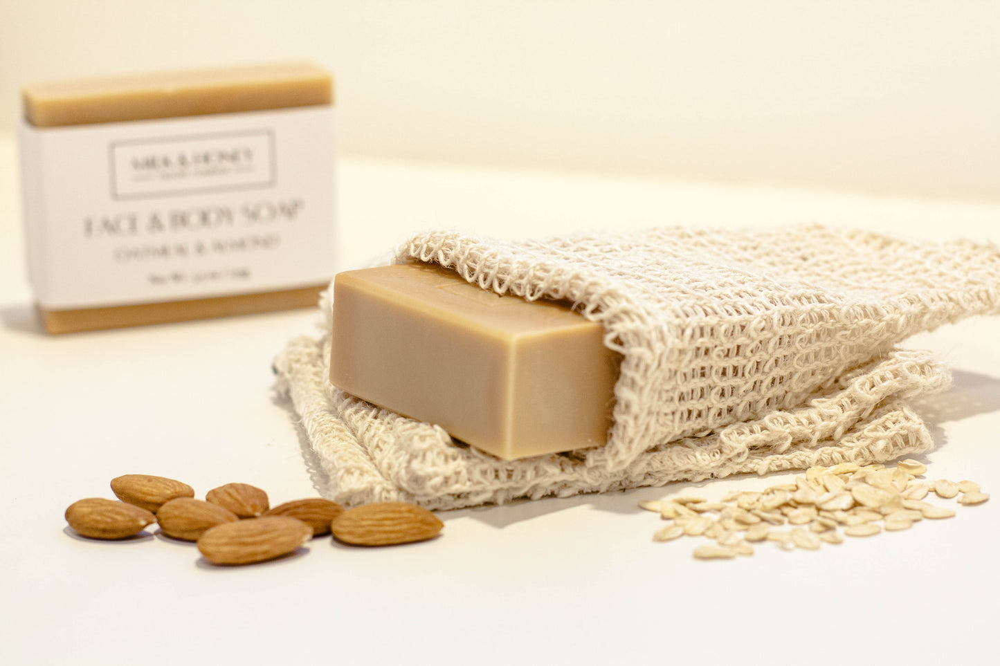 Tallow and Goat Milk Bar Soap - Oatmeal and Almond in Soap Bag
