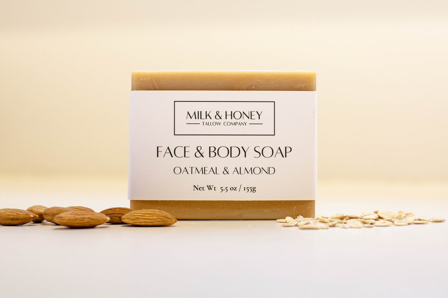 Tallow and Goat Milk Bar Soap - Oatmeal and Almond Front