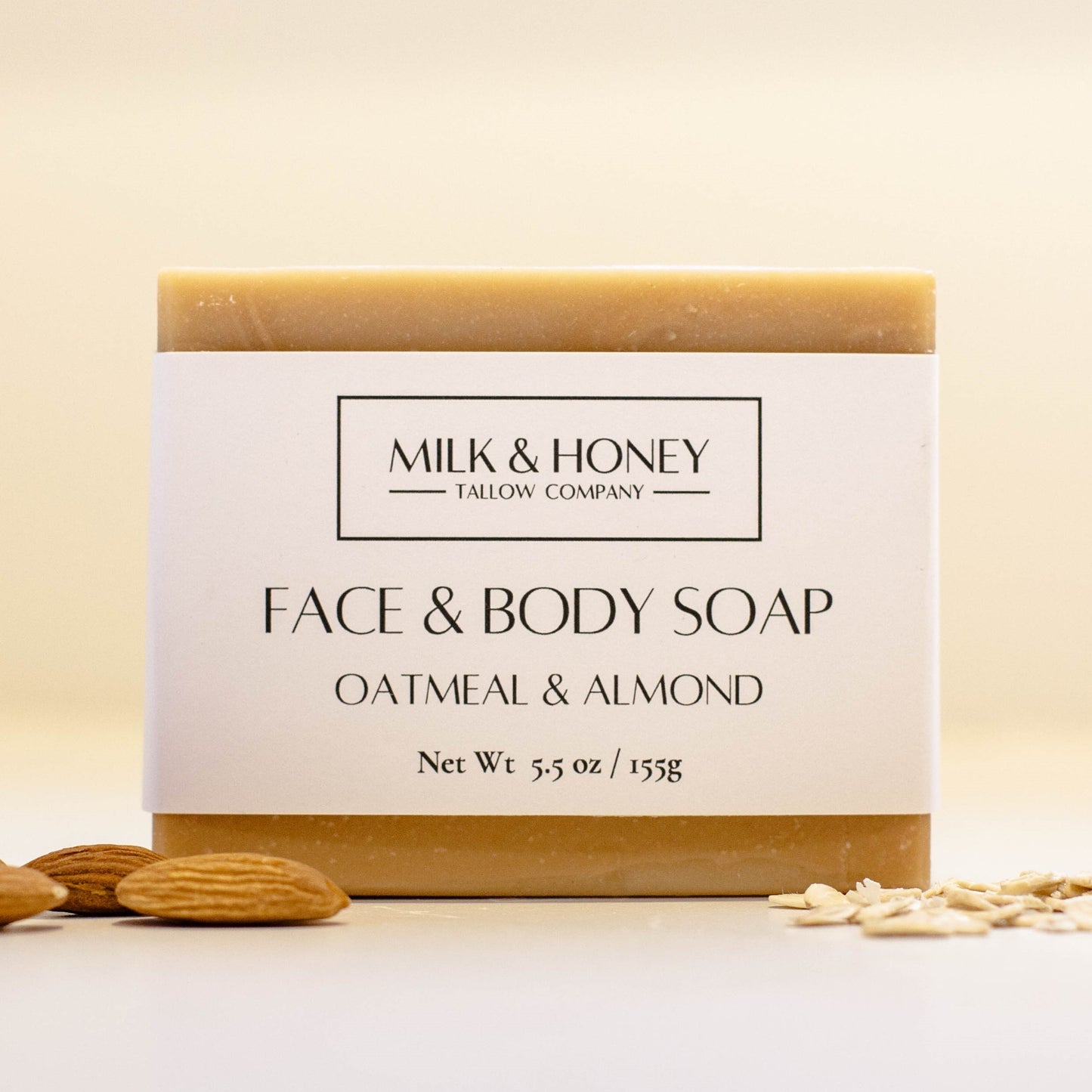 Tallow and Goat Milk Bar Soap - Oatmeal and Almond Front Square Image