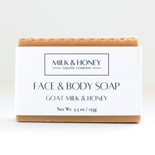 Tallow Bar Soap - Goat Milk and Honey Bar Front Square Image