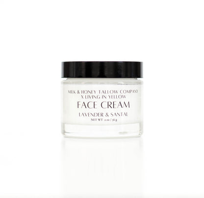 Lavender and Santal tallow face cream in jar