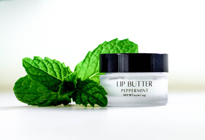 Tallow Lip Butter or Balm Front with Peppermint Leaf