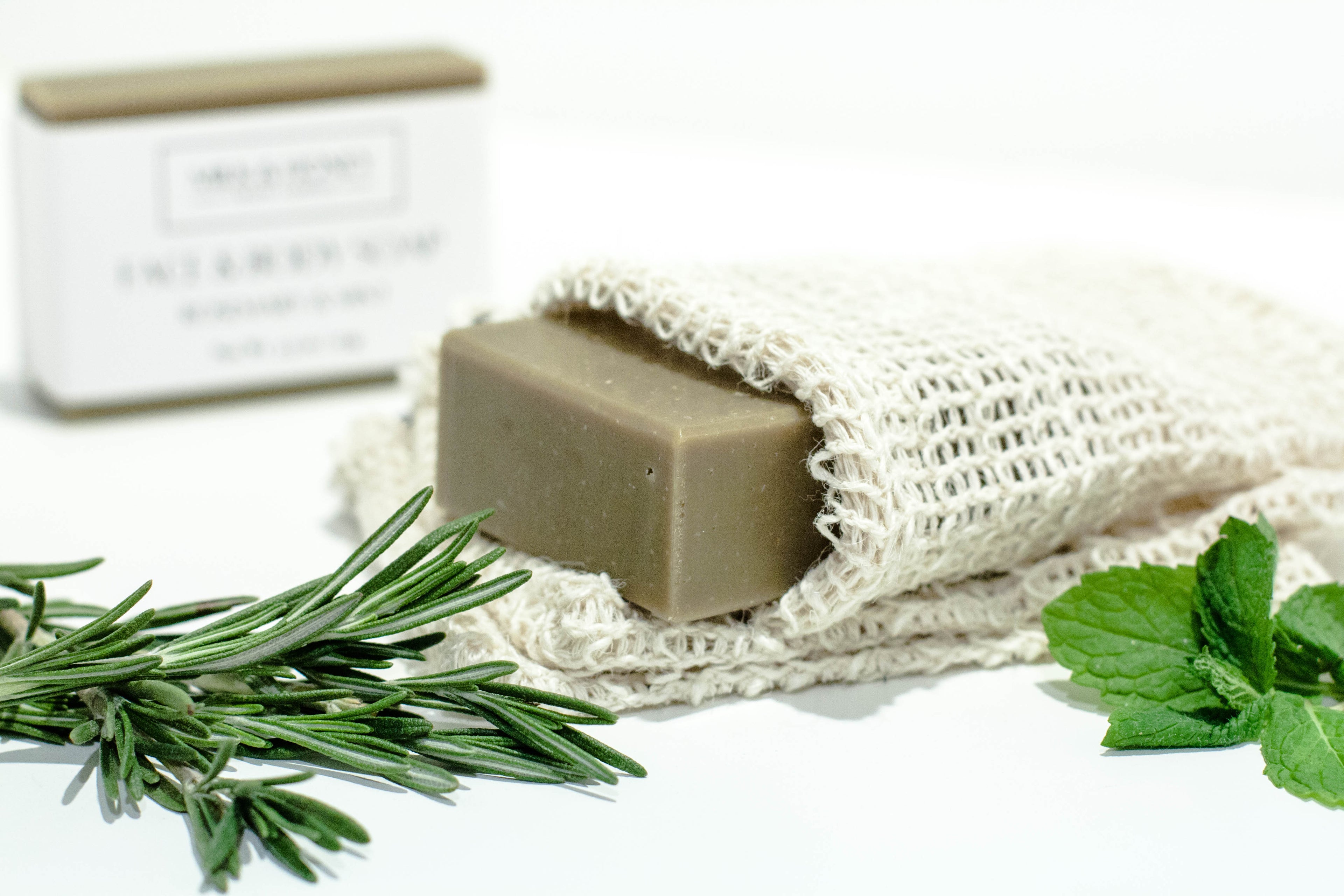 Tallow and Goat Milk Bar Soap - Rosemary and Mint in Soap Bag